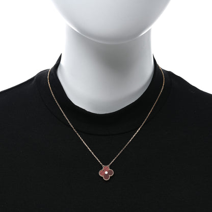 Van Cleef & Arpels 18K Rose Gold Diamond Bulls Eye Vintage Alhambra Pendant Necklace 3 of 4