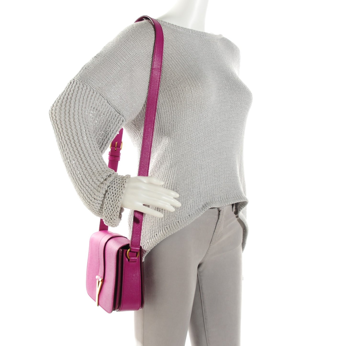 Calfskin Classic Y Satchel Fuchsia
