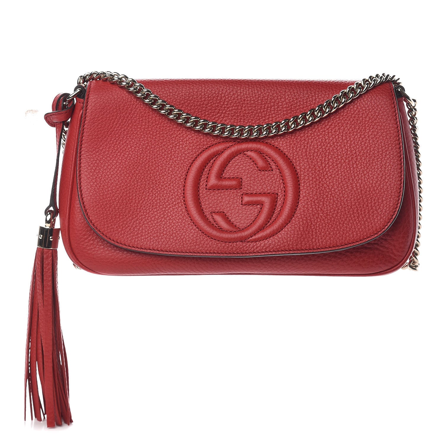 Gucci Pebbled Calfskin Medium Soho Flap Crossbody Red 1 of 11
