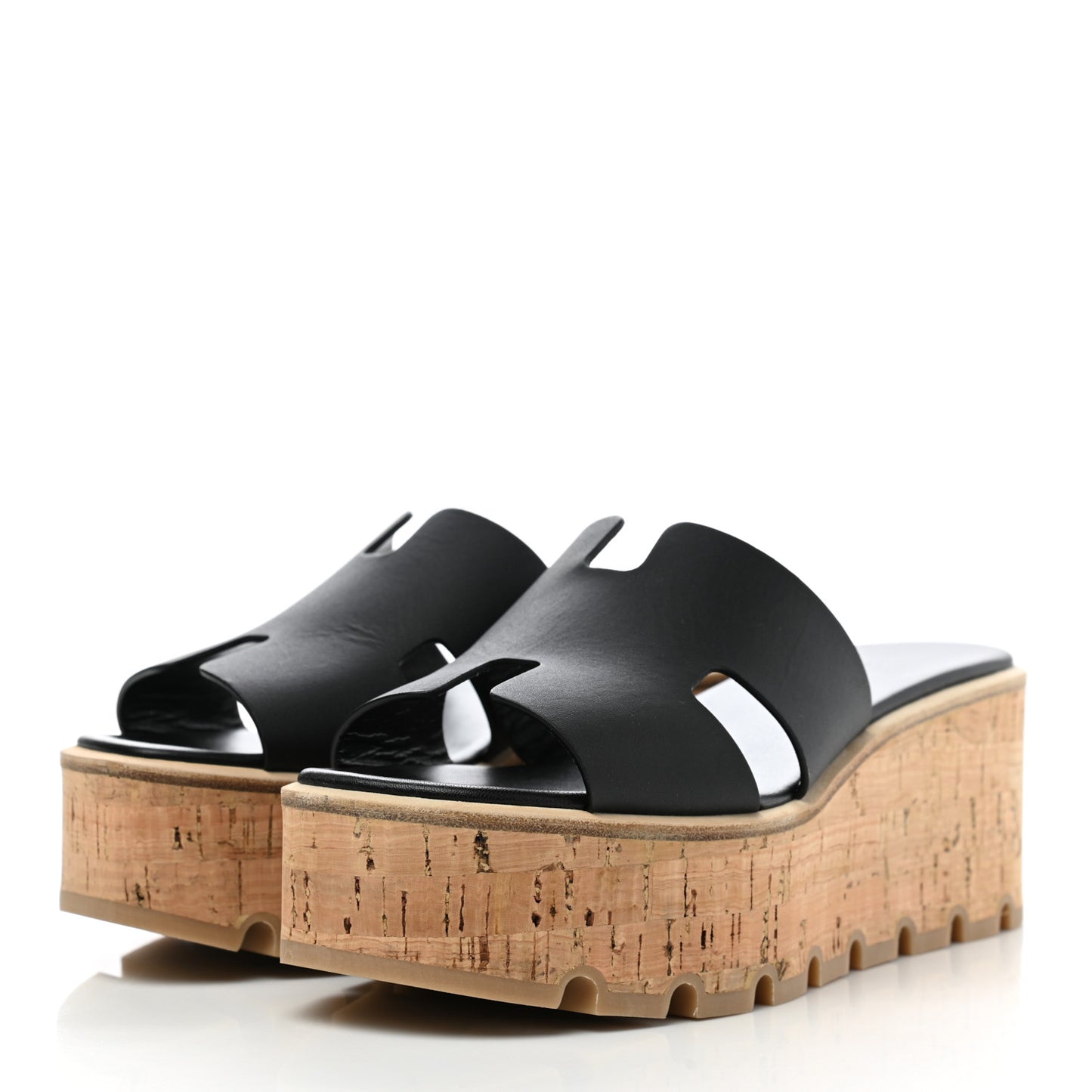 Calfskin Cork Eze 30 Sandals 38 Black