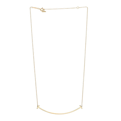 Tiffany 18K Yellow Gold Large T Smile Pendant Necklace 2 of 4