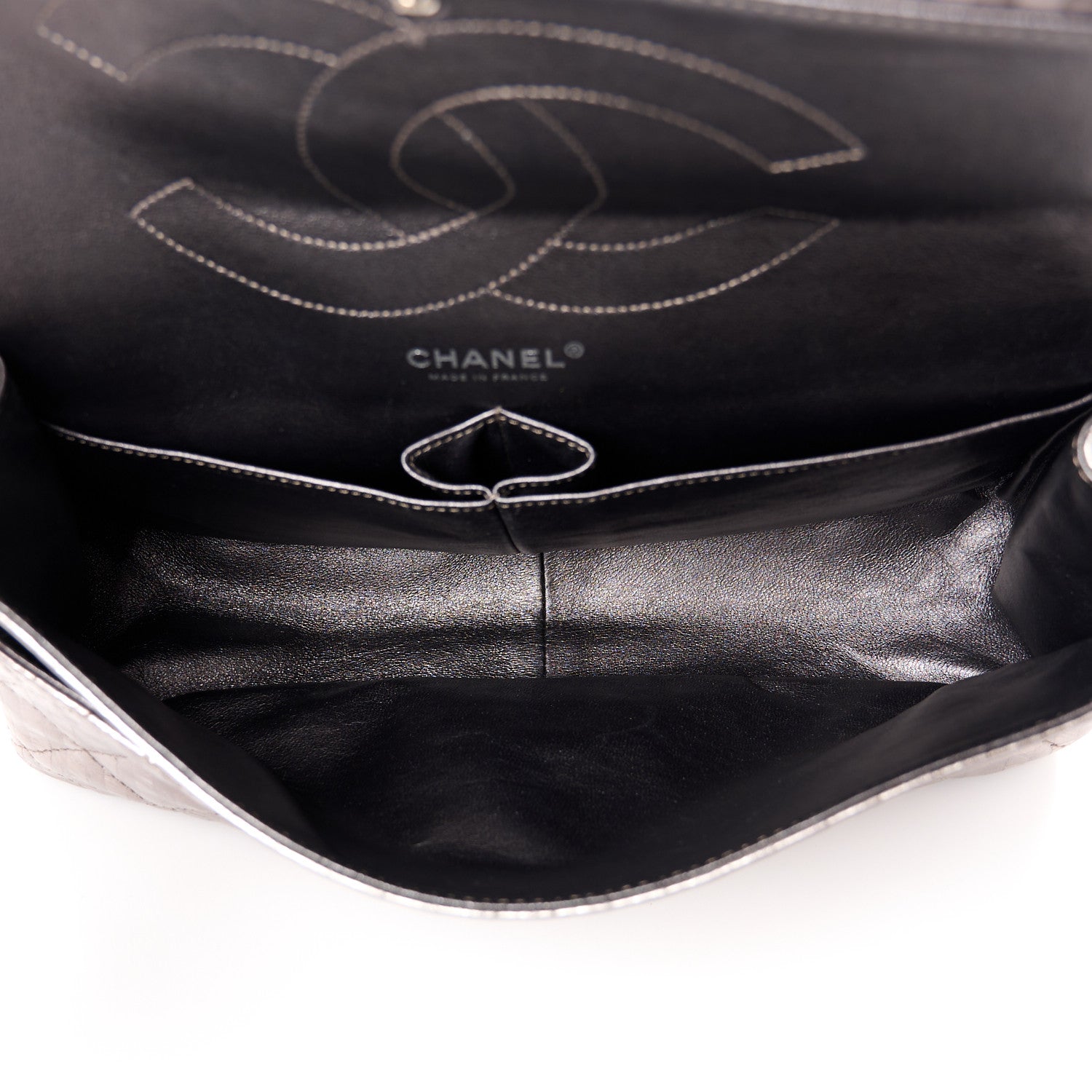Chanel Metallic Calfskin Striped 2.55 Reissue 227 Silver 5 of 11
