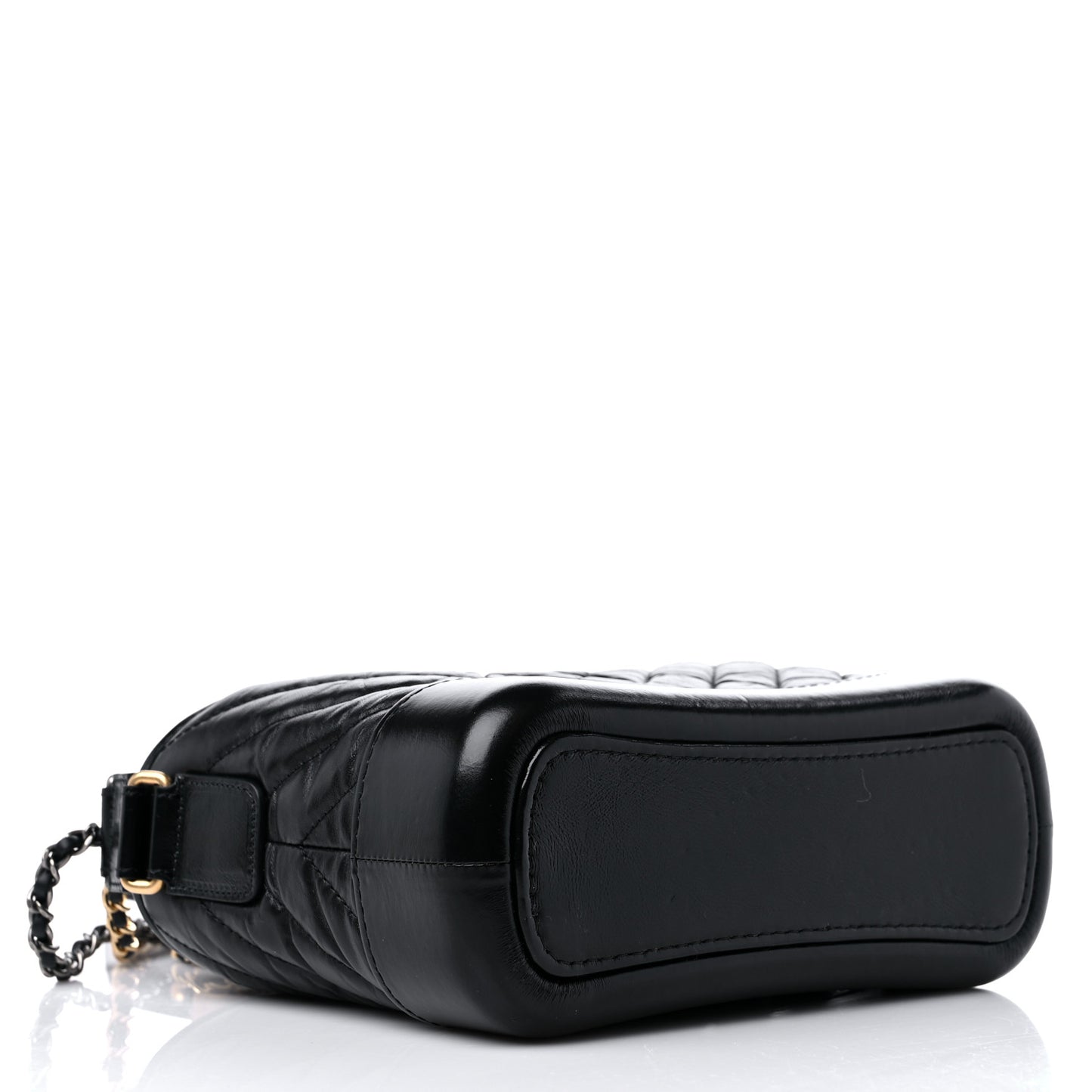 Aged Calfskin Chevron Quilted Small Gabrielle Hobo Black