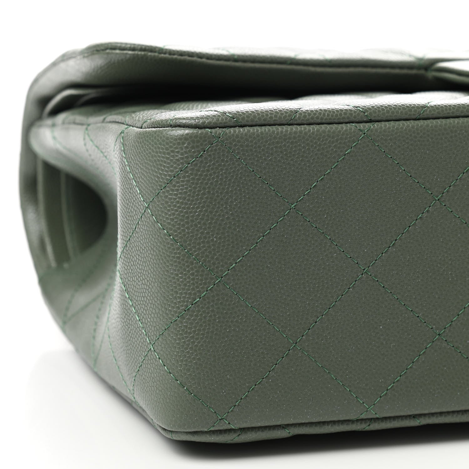 Chanel Caviar Quilted Jumbo Double Flap Dark Green 9 of 10