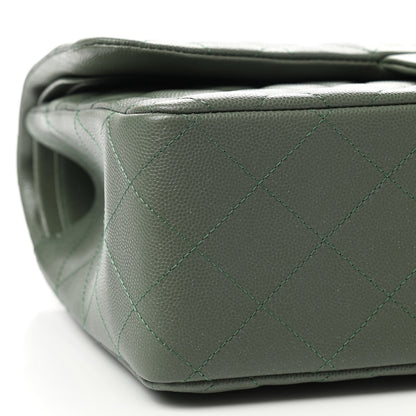 Chanel Caviar Quilted Jumbo Double Flap Dark Green 9 of 10