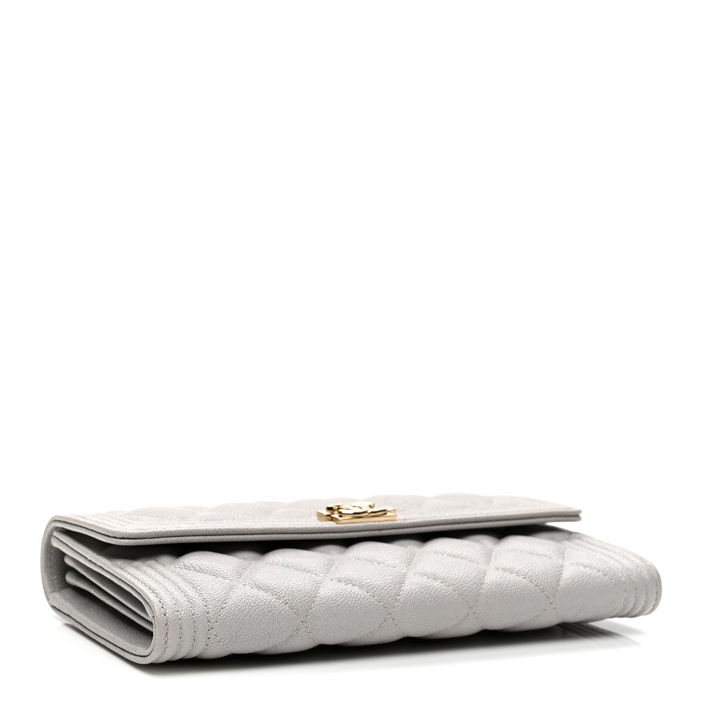 Caviar Quilted Large Boy Gusset Flap Wallet Grey