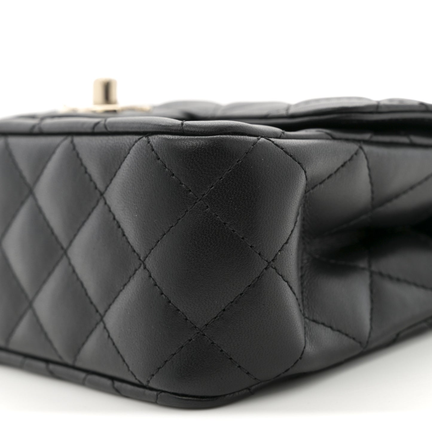 Lambskin Quilted Mini Crystal Top Handle Rectangular Flap Black