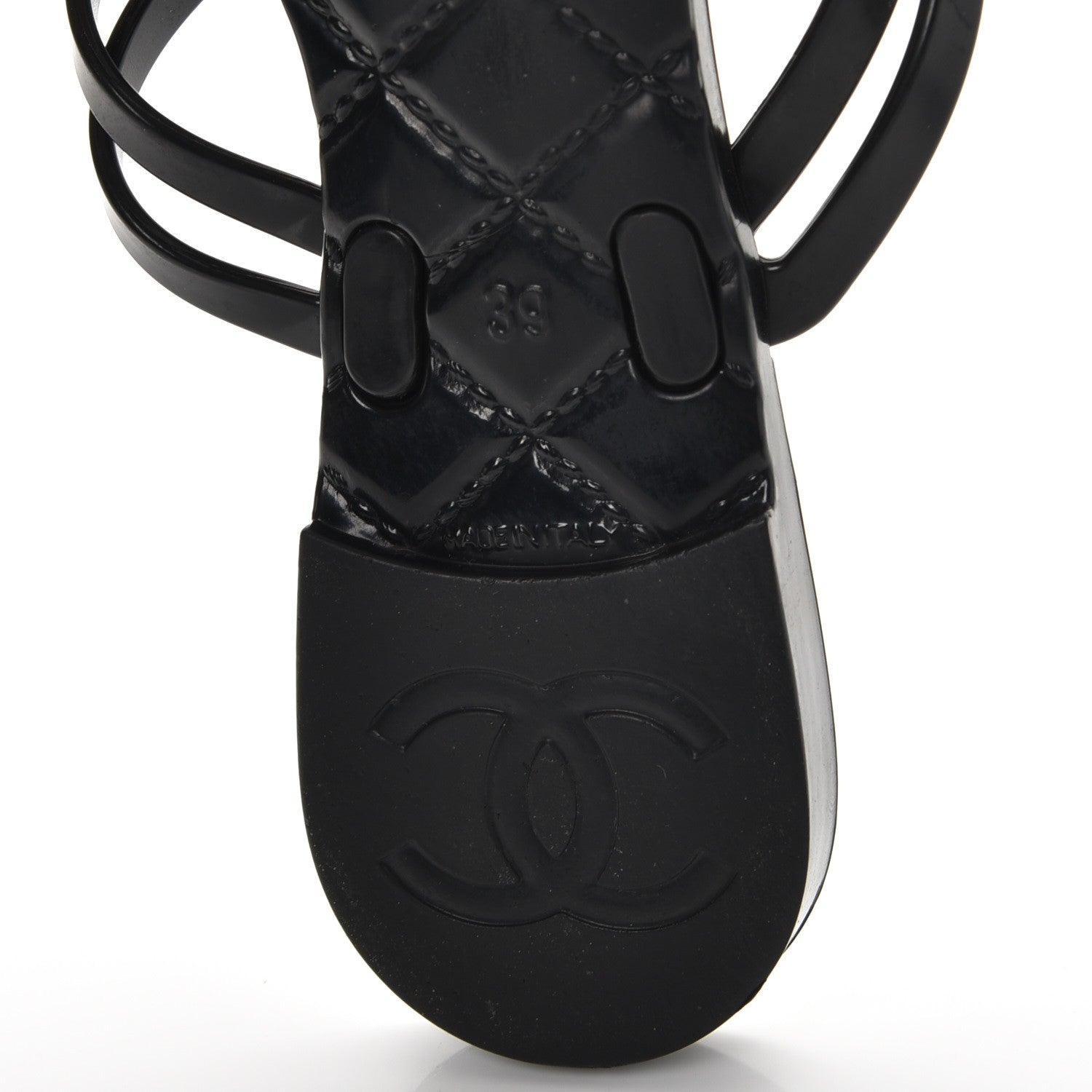 Chanel Jelly Camellia Thong Sandals 39 Black Ivory 6 of 9