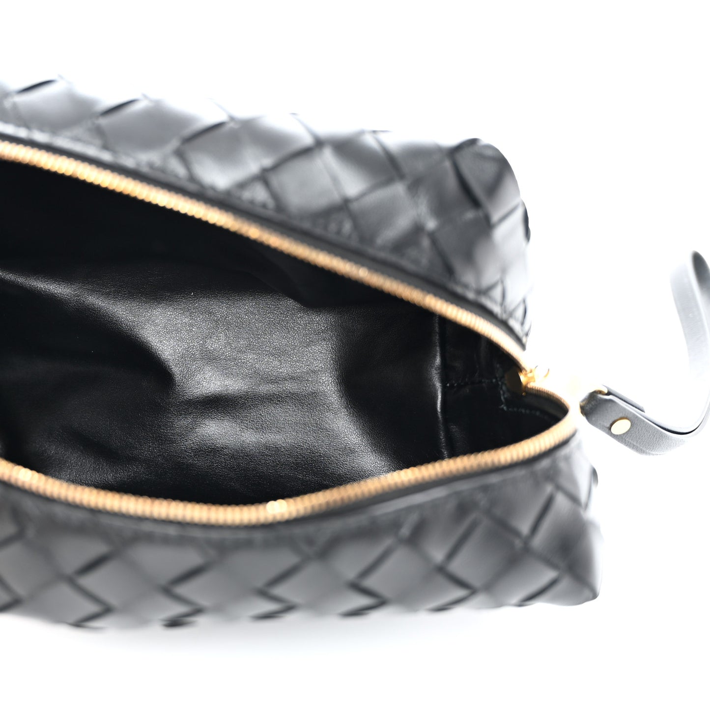 Nappa Intrecciato Zip Wristlet Clutch Black