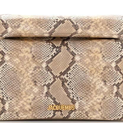 Jacquemus Python Embossed Calfskin La Rond Carre Take Out Clutch Beige 7 of 10