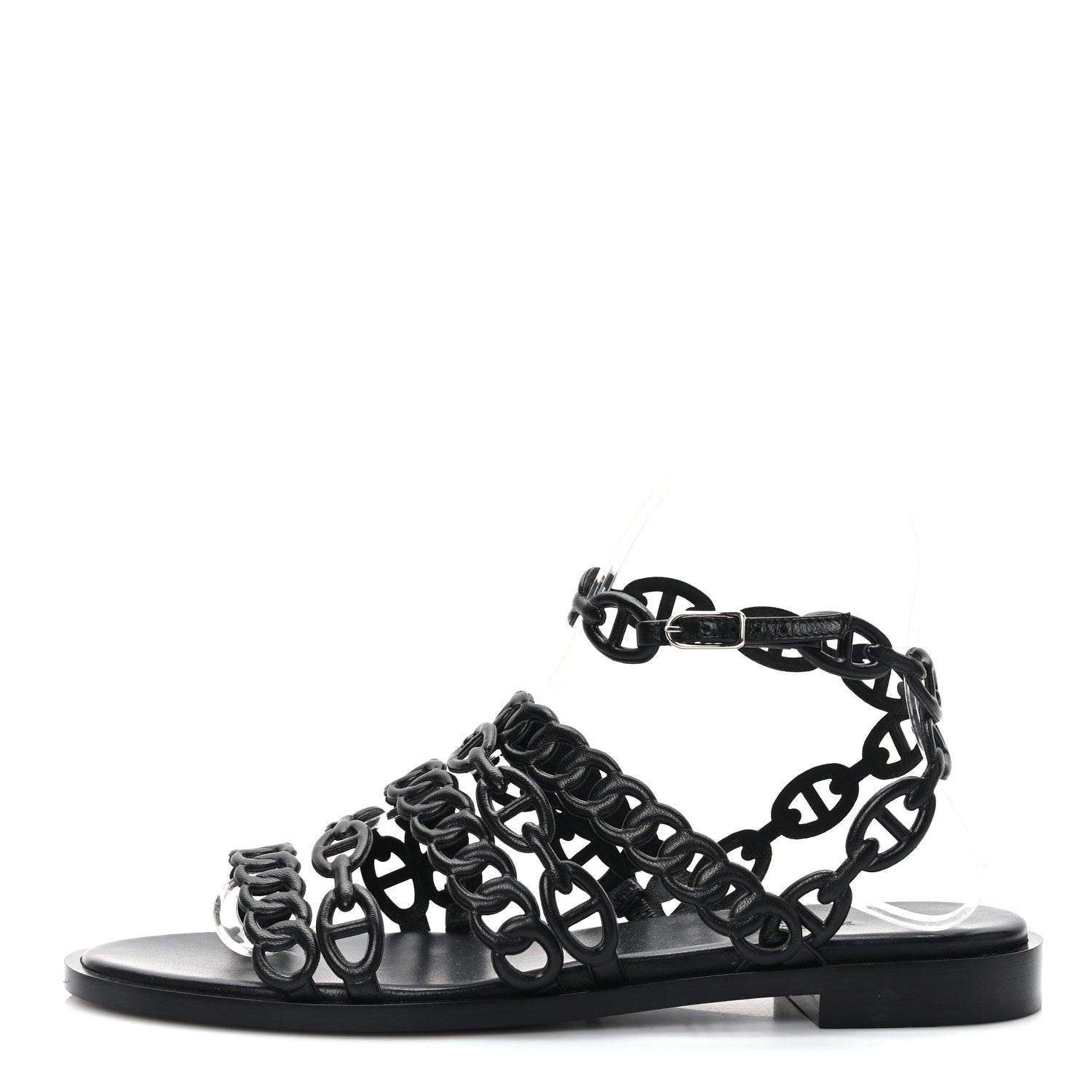 Hermes Calfskin Kalliste Sandals 37 Black 1 of 8