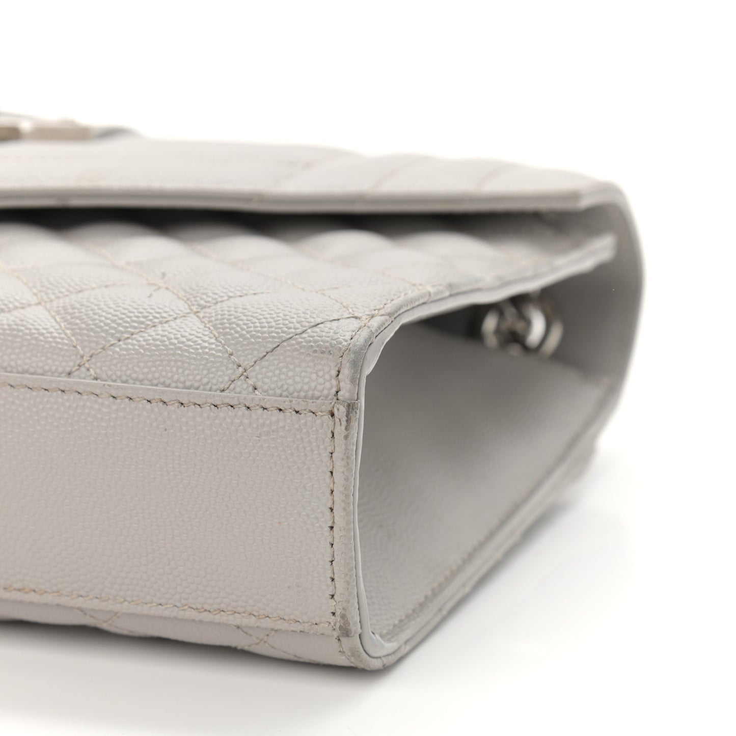 Grain De Poudre Textured Mixed Matelasse Medium Triquilt Monogram Satchel Granite