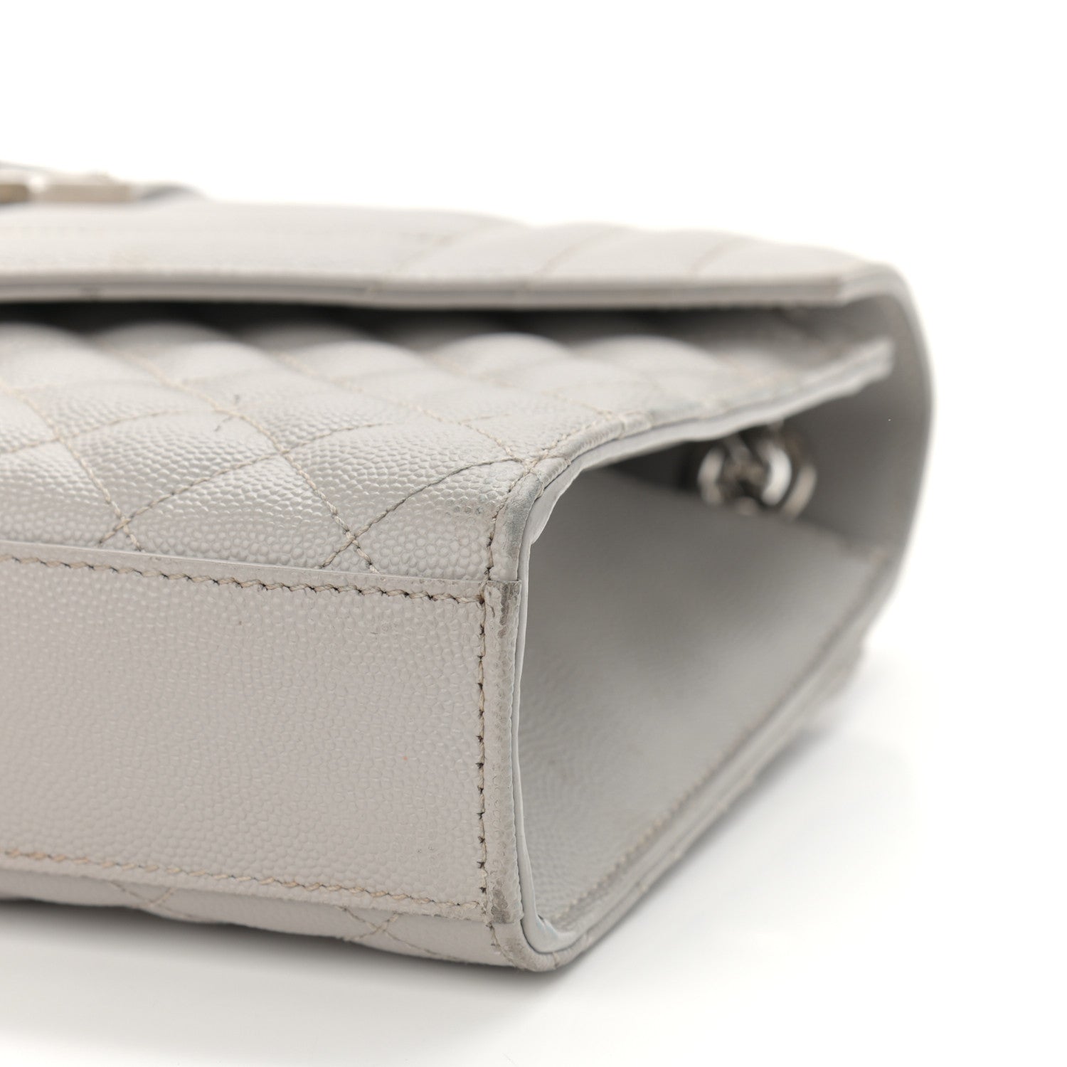 Saint Laurent Grain De Poudre Textured Mixed Matelasse Medium Triquilt Monogram Satchel Granite 14 of 18