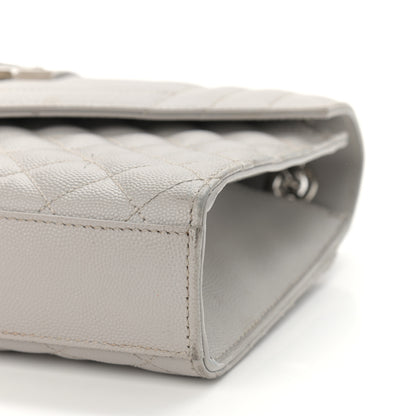 Saint Laurent Grain De Poudre Textured Mixed Matelasse Medium Triquilt Monogram Satchel Granite 14 of 18