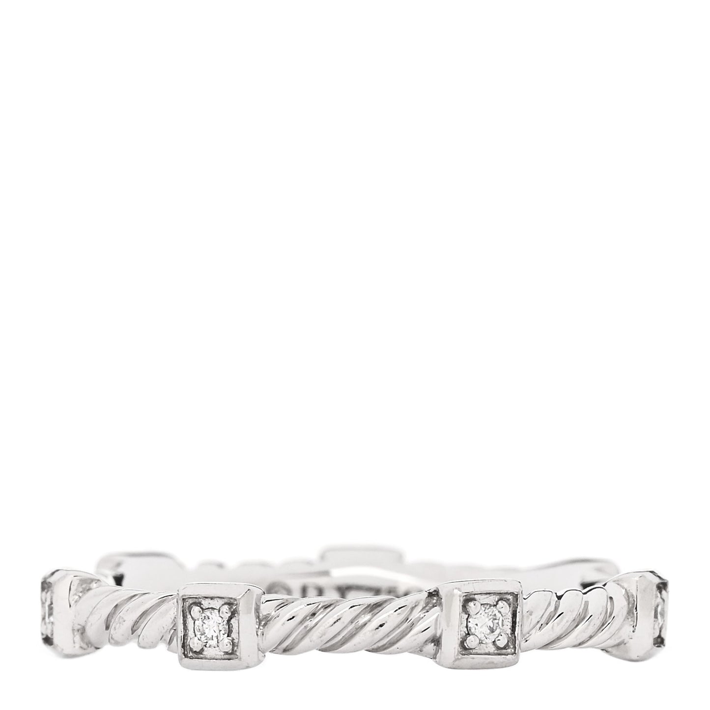 18K White Gold Diamond 2mm Cable Collectibles Stack Band Ring 50 5.25