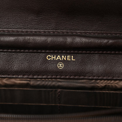 Chanel Suede Timeless CC Wallet on Chain WOC Brown 6 of 15