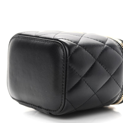 Chanel Lambskin Quilted Mini Pearl Crush Vanity Case With Chain Black 10 of 11
