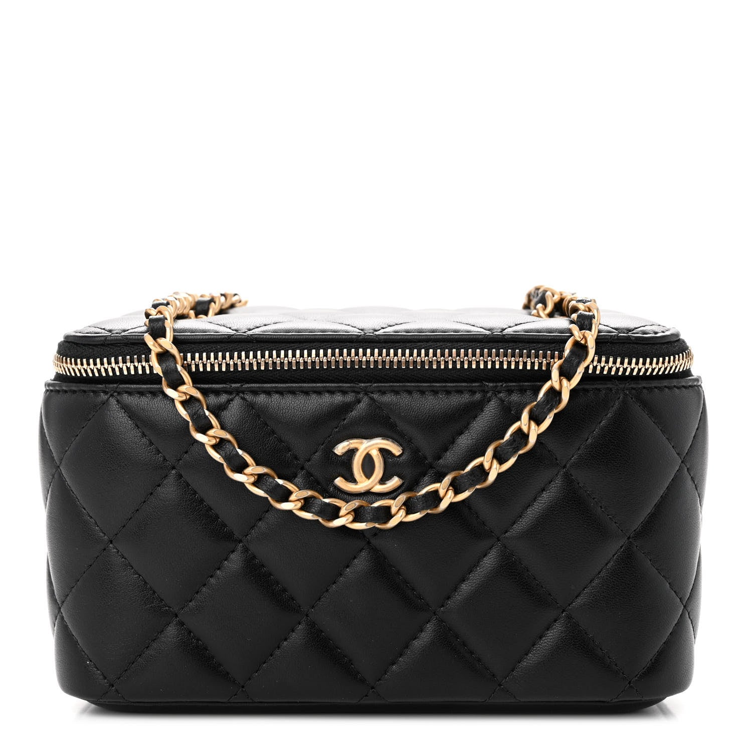 Chanel Lambskin Quilted Small Pearl Crush Vanity Case With Chain Black 1 of 11