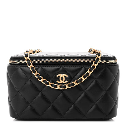 Chanel Lambskin Quilted Small Pearl Crush Vanity Case With Chain Black 1 of 11