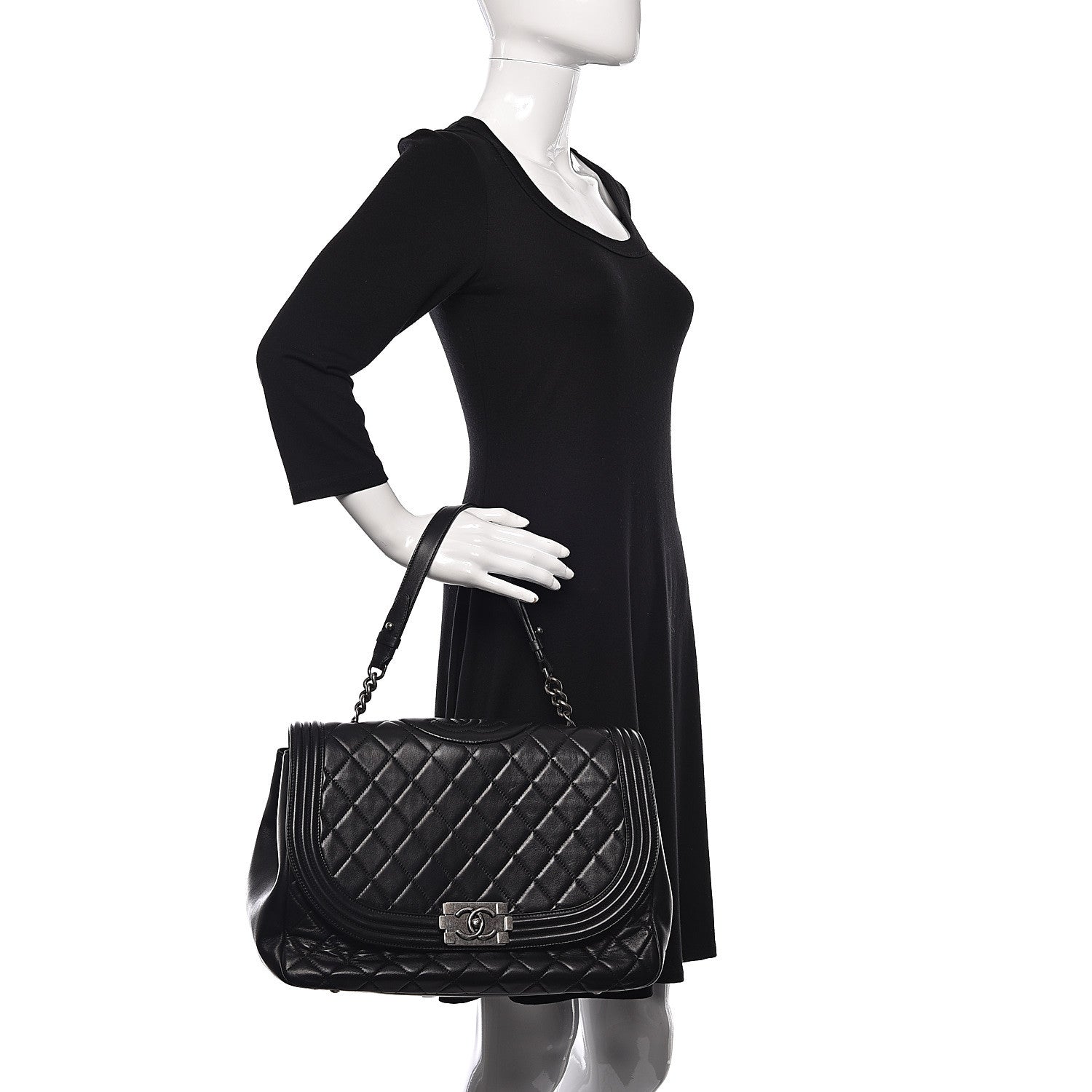 Chanel Lambskin Quilted Large Antik Boy Flap Black 2 of 19