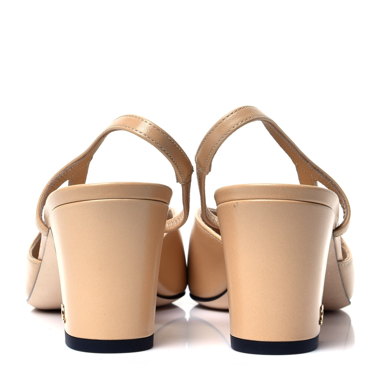 Chanel Goatskin Grosgrain Cap Toe CC Slingback Pumps 38.5 Beige Black 6 of 10