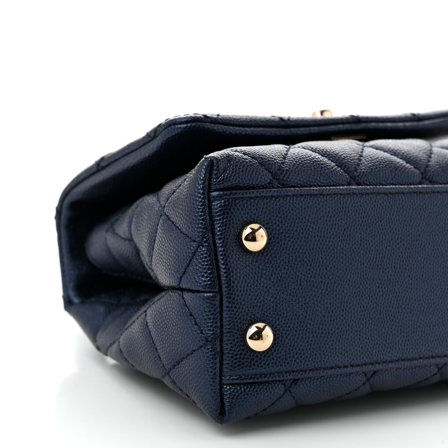 Iridescent Caviar Quilted Extra Mini Coco Handle Flap Dark Blue