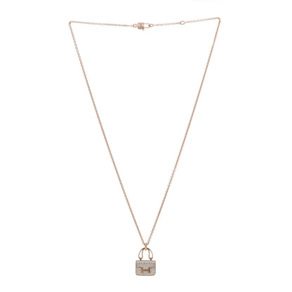 Hermes 18K Rose Gold Diamond Constance Amulettes Pendant Necklace 3 of 6