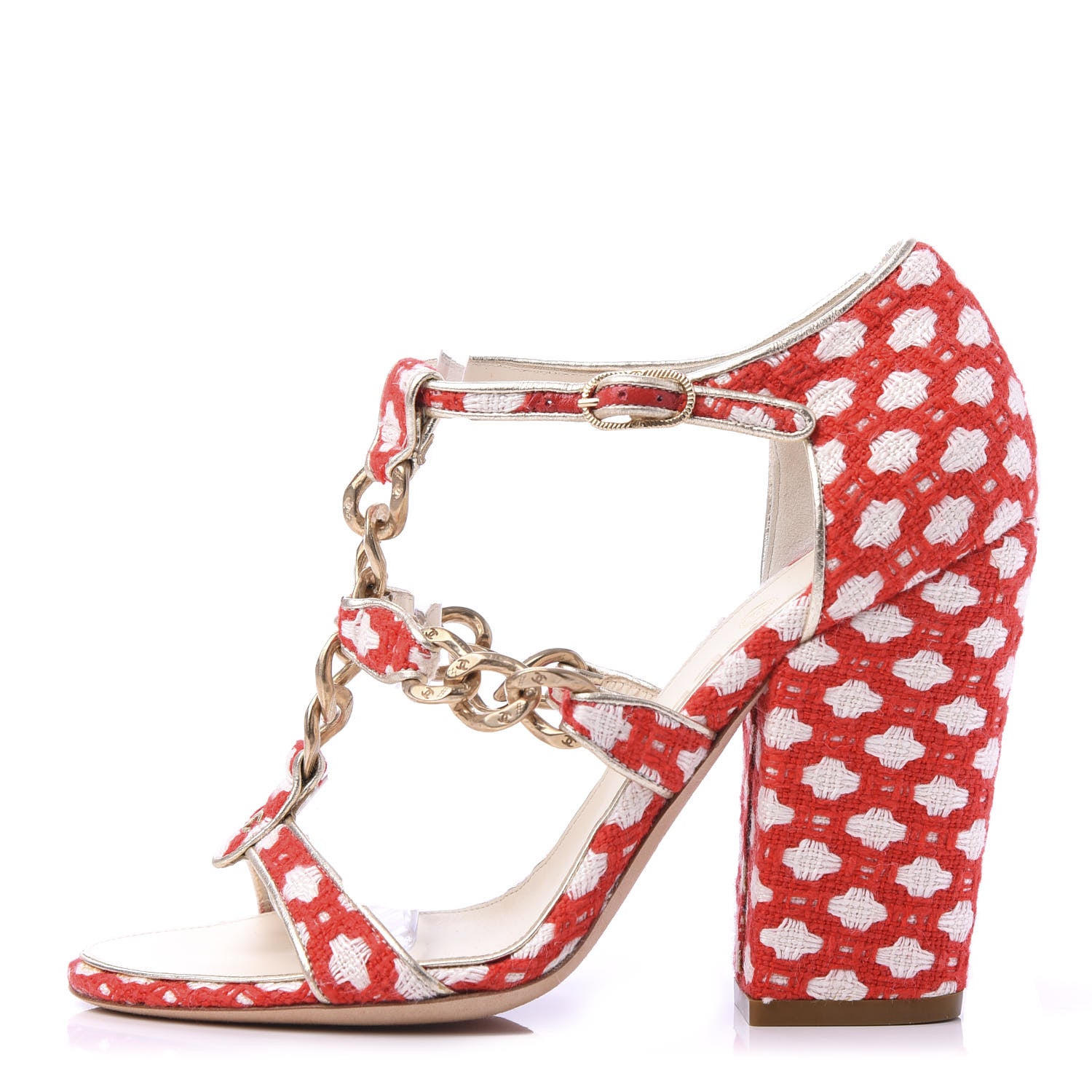 Chanel Tweed CC Chain Sandals 36 Rogue Ecru 1 of 8