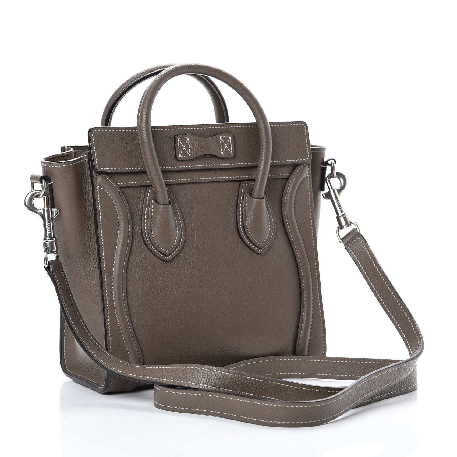 Celine Drummed Calfskin Nano Luggage Souris 2 of 13