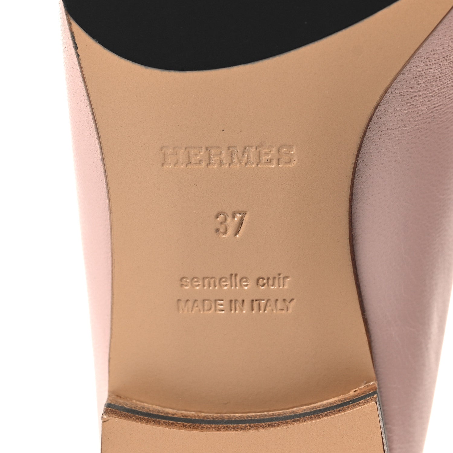Hermes Goatskin Womens Royal Loafers 37 Rose Porcelain White 7 of 9