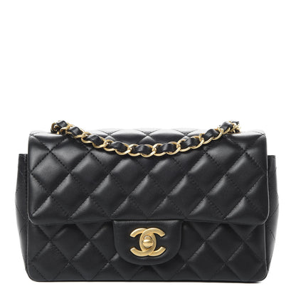 Chanel Lambskin Quilted Mini Rectangular Flap Black 1 of 12