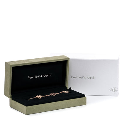 Van Cleef & Arpels 18K Rose Gold Carnelian 5 Motifs Guilloche Vintage Alhambra Bracelet 9 of 10