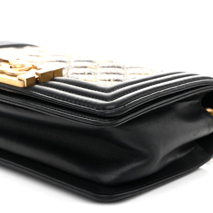 Chanel Metallic Crumpled Goatskin Small Boy Flap Black Gold 10 of 11