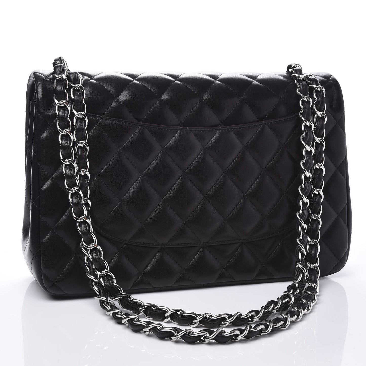 Lambskin Quilted Jumbo Double Flap Black