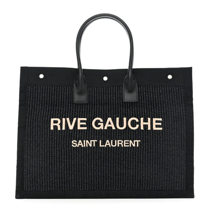 Saint Laurent Raffia Linen Calfskin Rive Gauche Tote Black 1 of 10