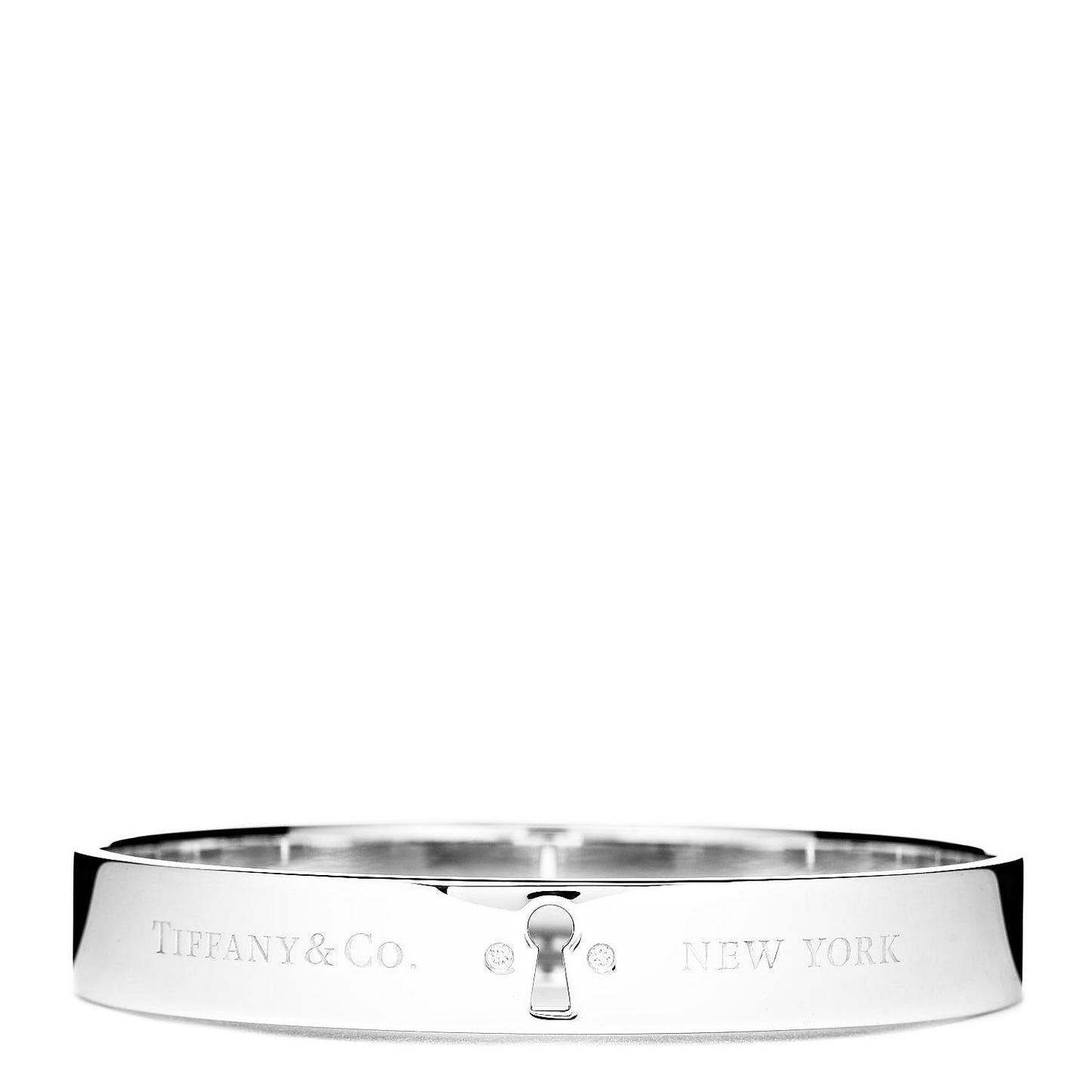 Sterling Silver Diamond Narrow Locks Bangle Bracelet