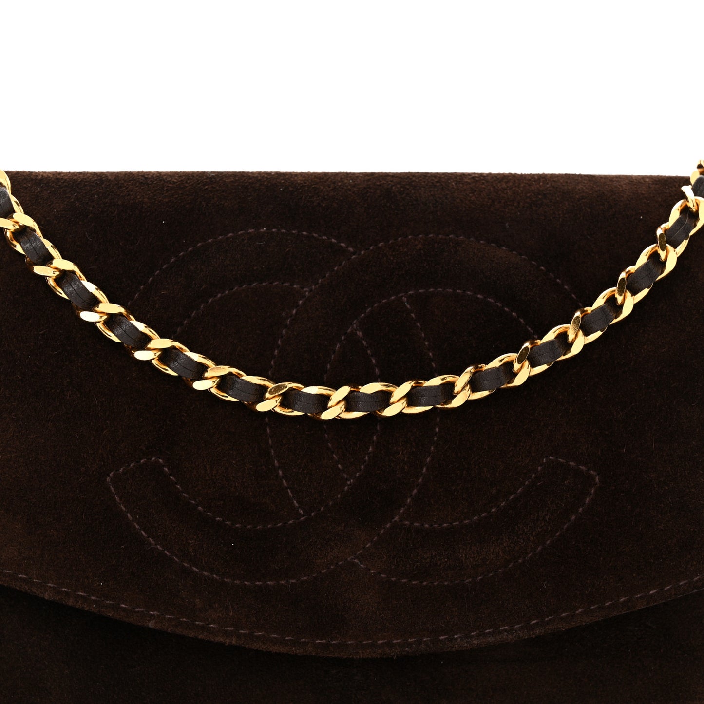 Suede Timeless CC Wallet on Chain WOC Brown