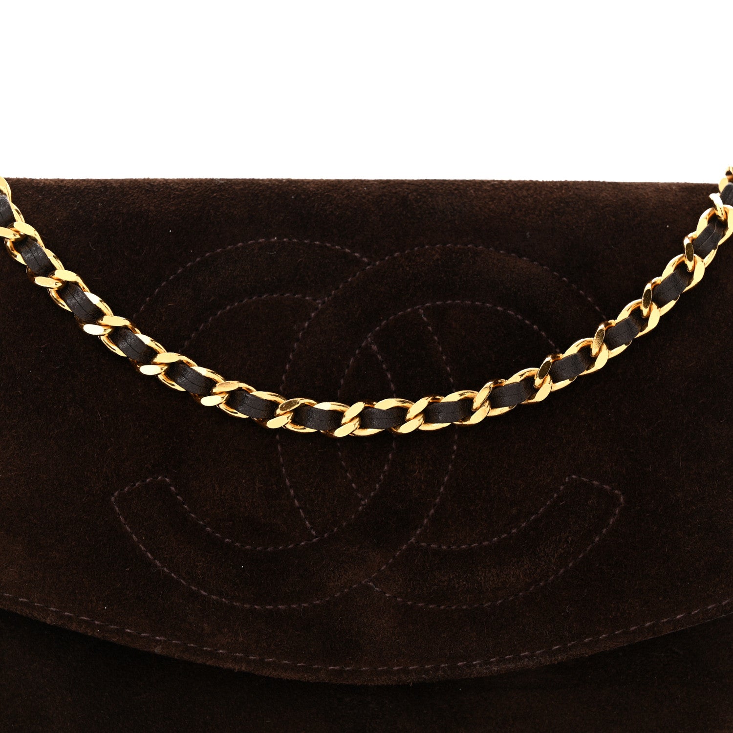 Chanel Suede Timeless CC Wallet on Chain WOC Brown 9 of 15