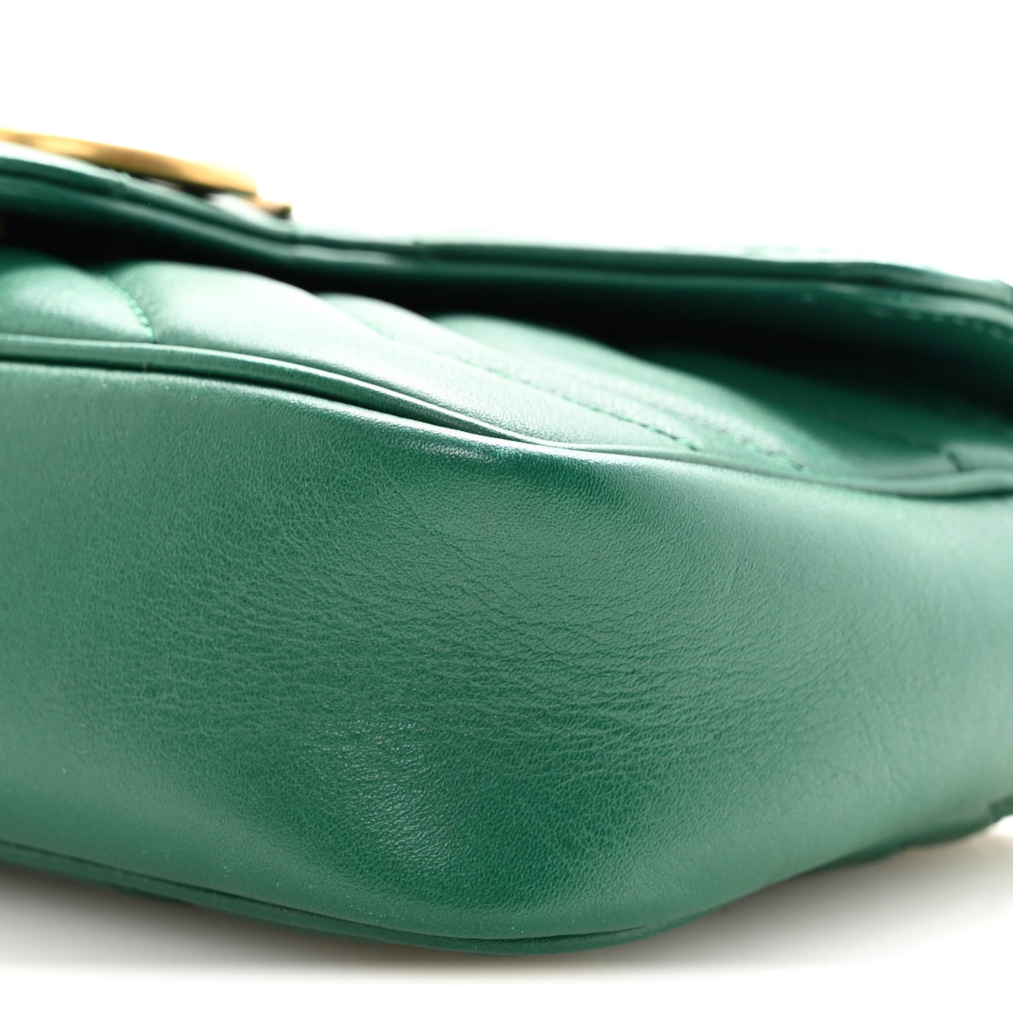Calfskin Matelasse Super Mini GG Marmont Shoulder Bag Emerald Green