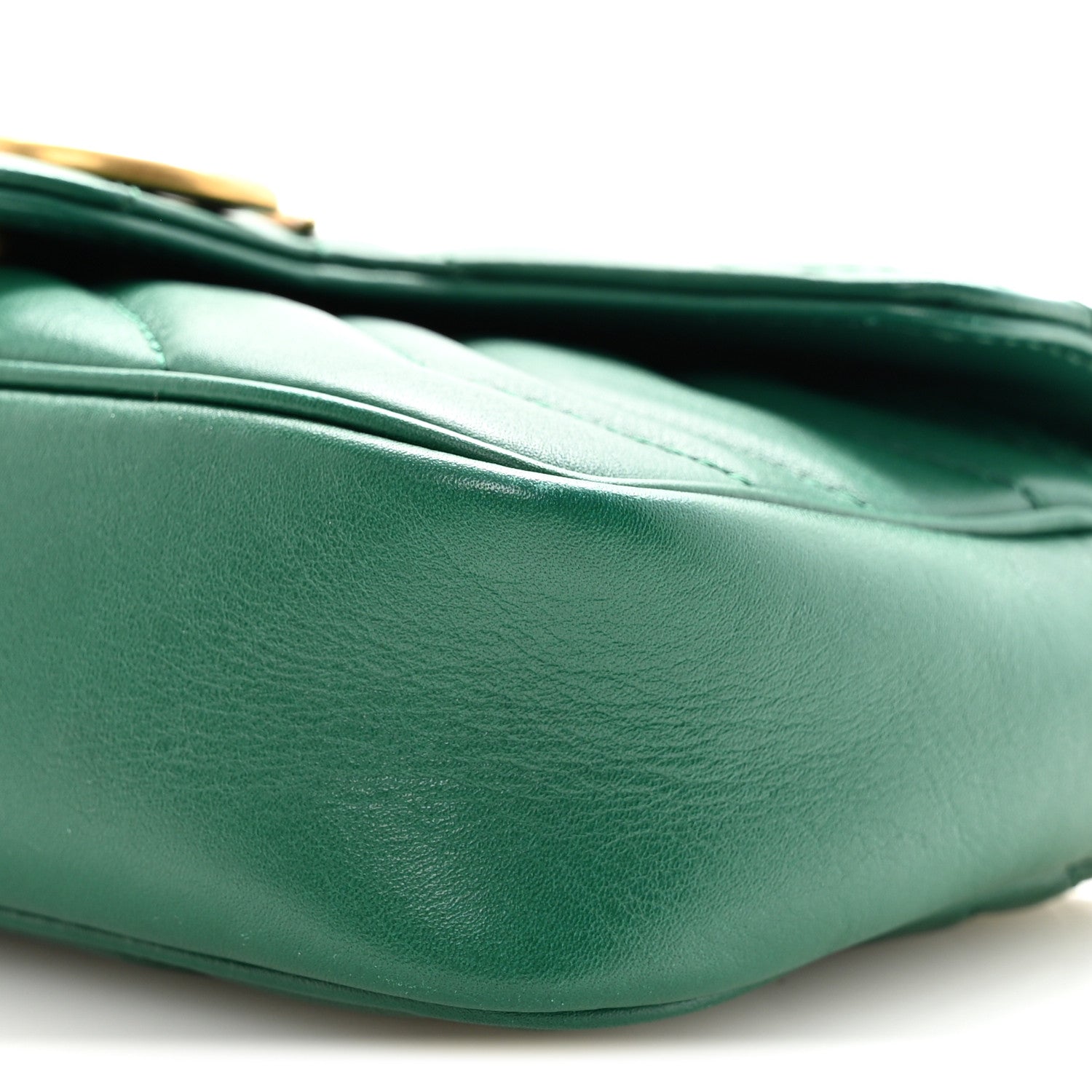 Gucci Calfskin Matelasse Super Mini GG Marmont Shoulder Bag Emerald Green 10 of 11