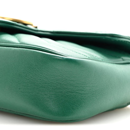 Gucci Calfskin Matelasse Super Mini GG Marmont Shoulder Bag Emerald Green 10 of 11