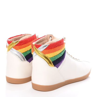 Gucci Calfskin Mens Bambi Rainbow High Top Sneakers 11 Mystic White 4 of 9