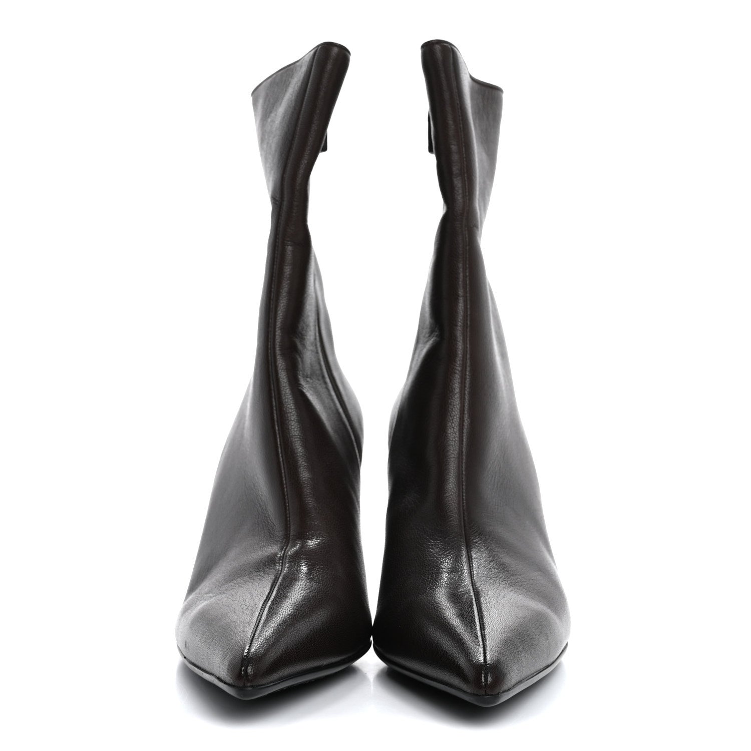Gucci Grained Calfskin Pointed Toe Bootie 10 Brown 3 of 12