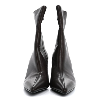 Gucci Grained Calfskin Pointed Toe Bootie 10 Brown 3 of 12