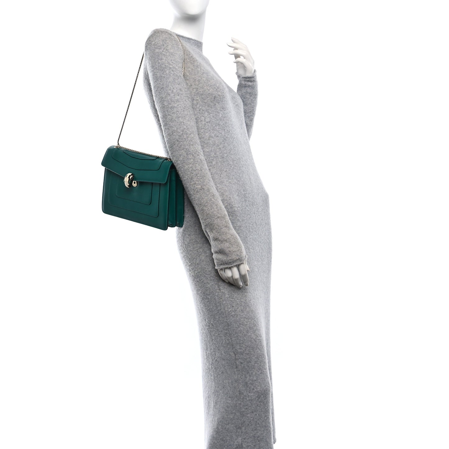 Calfskin Serpenti Forever Shoulder Bag Emerald Green