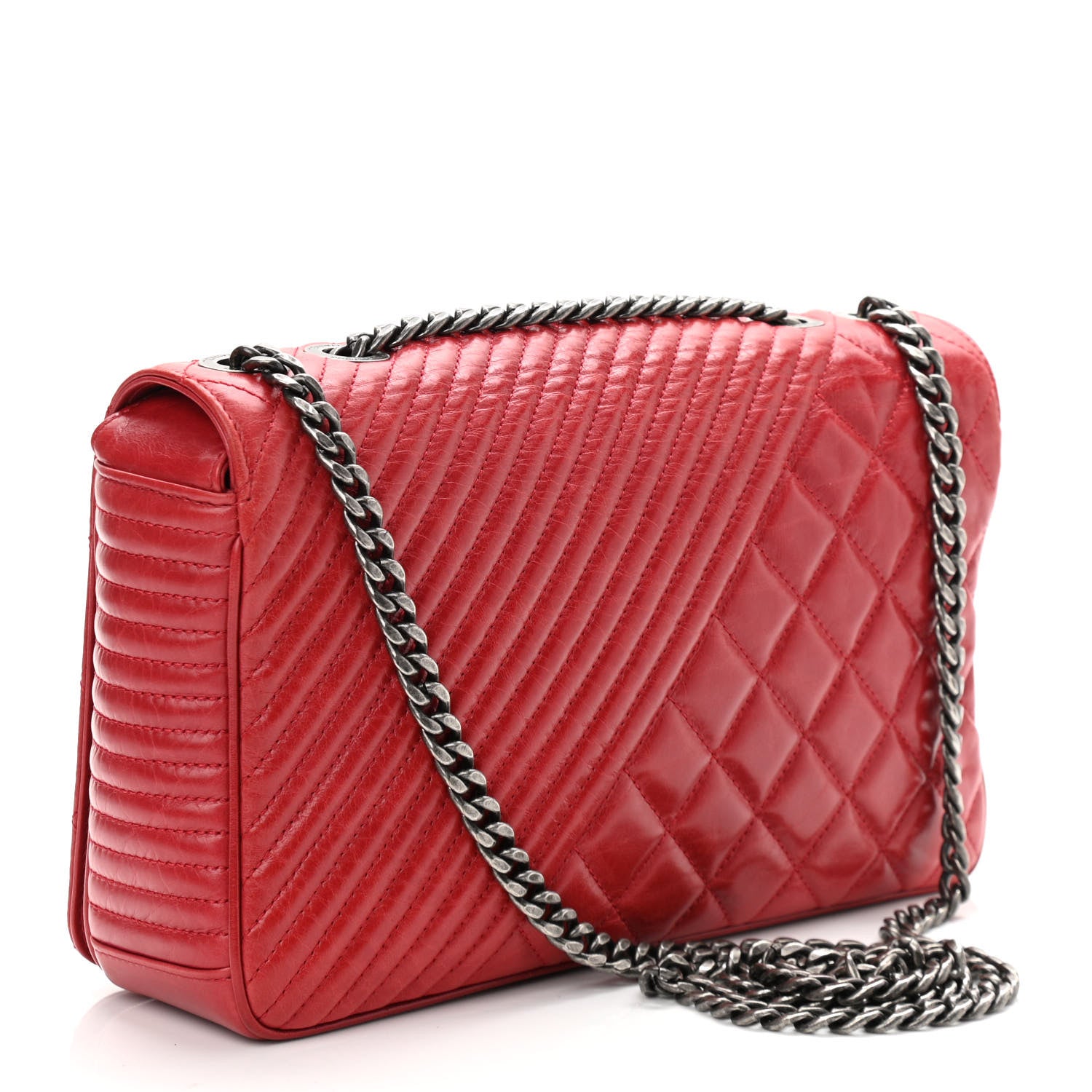 Chanel Glazed Calfskin Quilted Medium Coco Boy Flap Red 2 of 9
