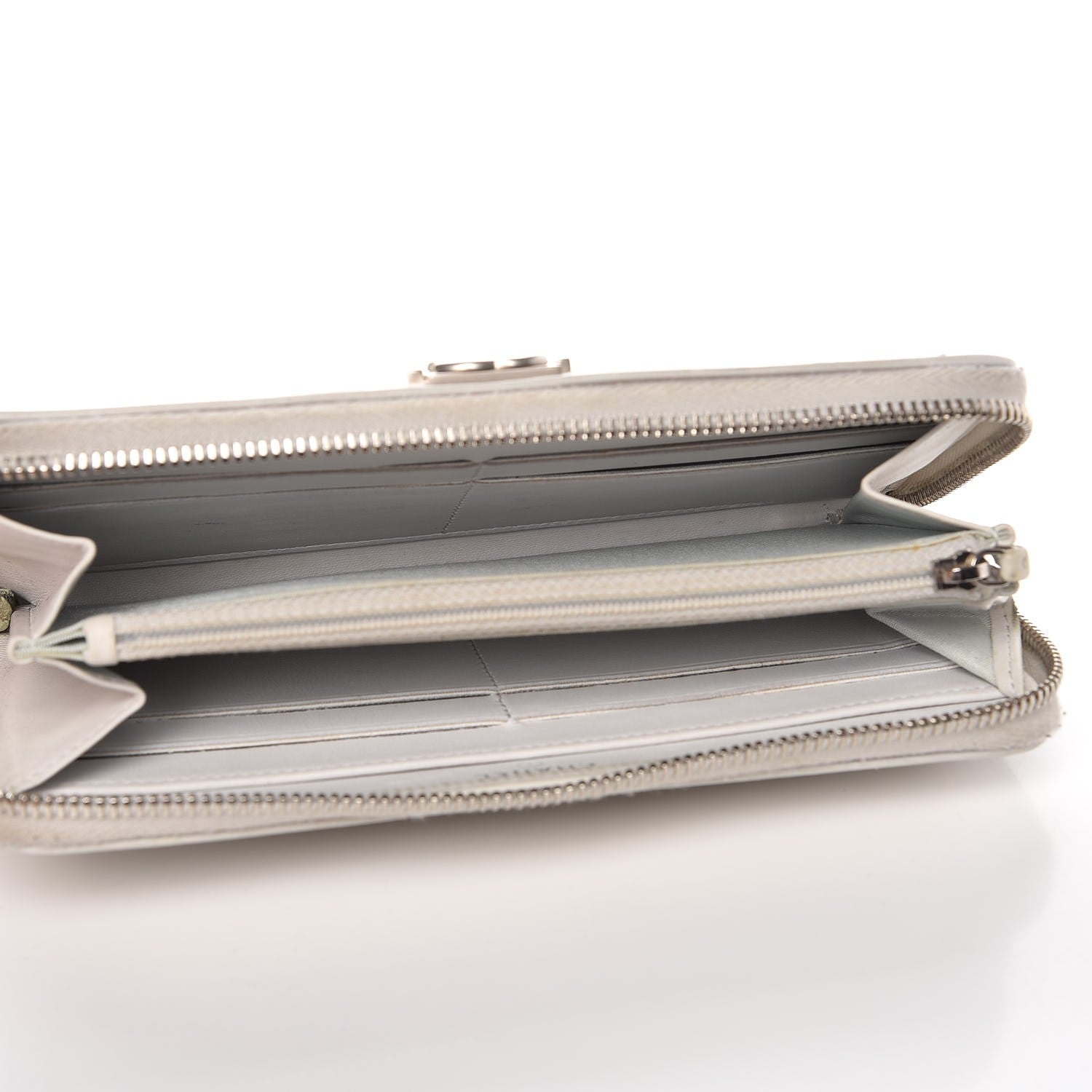 Chanel Metallic Galuchat Stingray Lambskin Boy Zip Around Wallet Silver 5 of 16