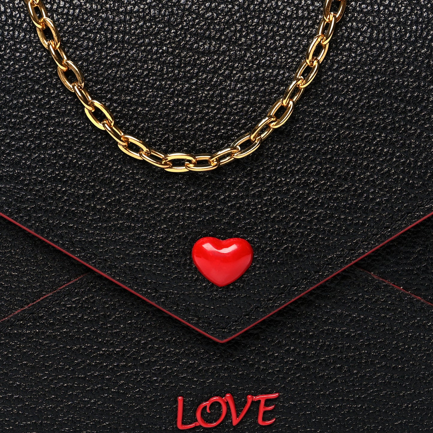 Goatskin Madras Love Wristlet Pouch Black