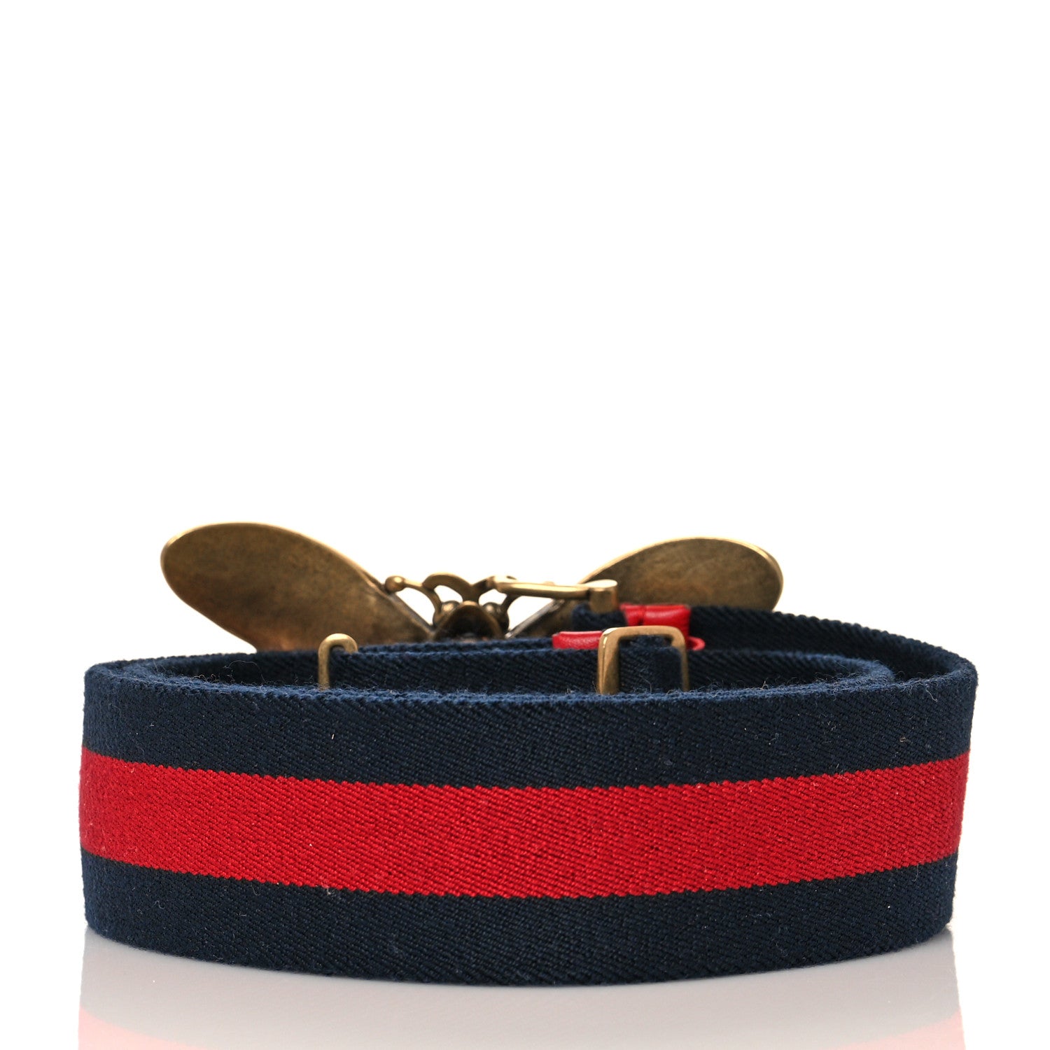 Gucci Web Queen Margaret Bee Belt 75 30 Red Navy 1 of 3