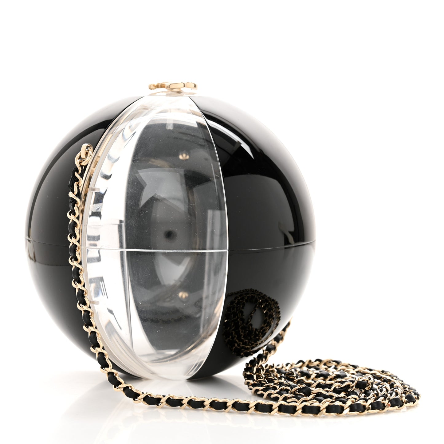 Plexiglass Coco Beach Ball Minaudiere Clutch  Black